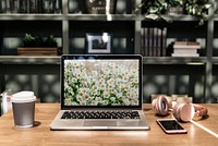 Laptop screen mockup, aesthetic workspace, editable design psd