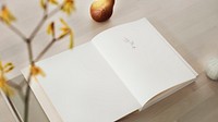 Book minimal background, beige aesthetic