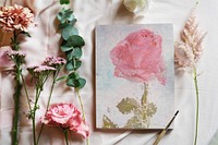 Canvas frame mockup, aesthetic floral design psd