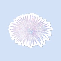 Holographic hedgehog cactus flower sticker with white border