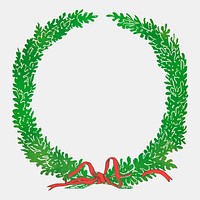 Vintage Christmas wreath illustration