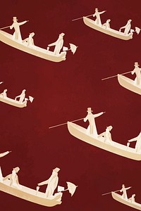 Victorian men in rowing boat vintage illustration vector