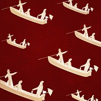 Victorian men in rowing boat vintage illustration vector