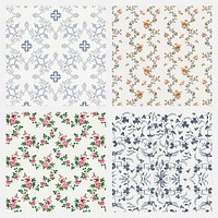 Vintage floral pattern background vector set