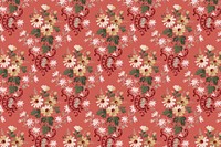 Blooming red flowers vintage pattern background