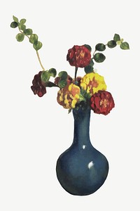 Vintage flower in vase illustration vector, remix from artworks by Willem Witsen