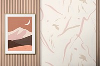 Photo frame, wall mockup, aesthetic home decorations psd