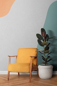 Yellow armchair, home decor, interior design