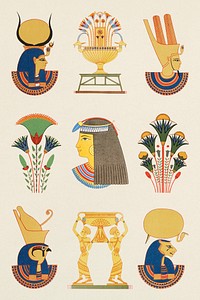 Ancient Egyptian ornamental psd element illustration