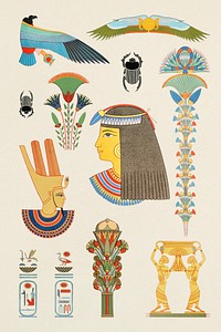 Ancient Egyptian ornamental psd element illustration