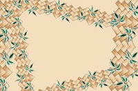 Wooden Japanese bamboo weave psd pattern frame, remix of artwork by Watanabe Seitei