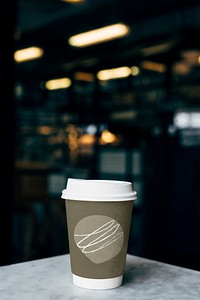 Doodle disposable cup mockup psd