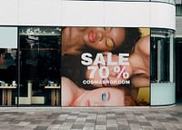 Window shop sign mockup psd