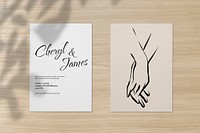 Invitation cards mockup, wedding psd