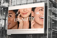 Billboard sign mockup, beauty ad psd