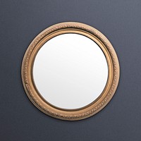 Vintage round gold picture frame mockup illustration