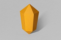 Golden hexagonal prism paper craft on a gray background