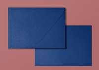 Blue envelope mockup, aesthetic stationery psd