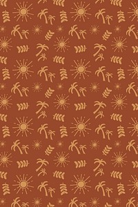 Brown tropical pattern background, Summer aesthetic