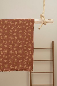 Brown handkerchief mockup, tropical pattern design psd 