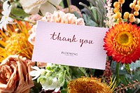 Thank you card mockup, flower shop psd