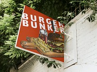 Burger restaurant sign, retro design