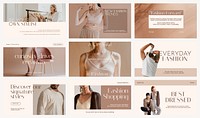 Fashion aesthetic PowerPoint editable template set psd