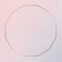 Polygon gold frame on pink corduroy textured background vector