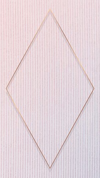 Rhombus gold frame on pink corduroy textured background vector