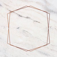 Hexagon bronze frame on a marble vector