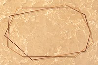Heptagon bronze frame on brown background vector