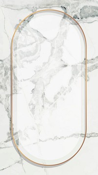 Oval gold frame on white marble mobile phone wallpaper vector