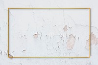 Rectangle gold frame on weathered white paint textured background vector