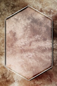 Hexagon silver frame on brown frosted background vector