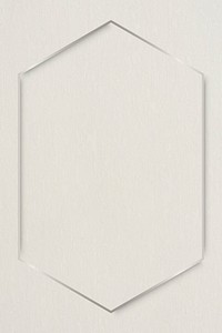 Hexagon silver frame on beige background vector