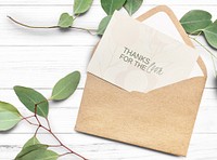 Leafy love card, brown envelope 
