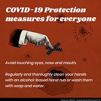 Advice on protection and prevention during COVID-19 pandemic by WHO vector social ad