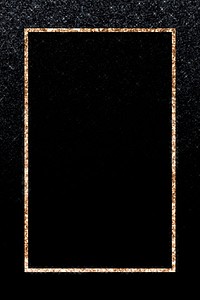 Rectangle gold frame on glittery black  background mockup