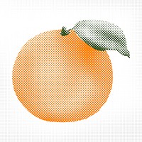 Halftone tangerine sticker design element