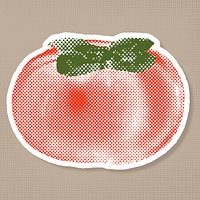 Halftone persimmon sticker with a white border
