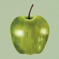 Halftone green apple sticker overlay