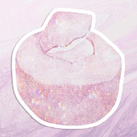 Sparkling pink coconut holographic style sticker illustration with white border