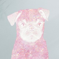 Pink holographic pug puppy design element