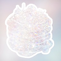 Silvery holographic pancakes sticker with a white border