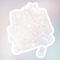 Silvery holographic sweet waffles sticker with a white border