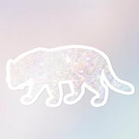 Silver holographic jaguar sticker with white border