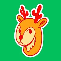 Cute reindeer sticker with a white border