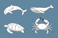 Animal sticker collection black and white collection clipart