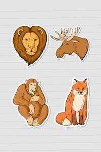 Psd wildlife sticker colorful set clipart