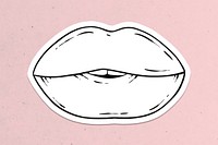 Black and white lips sticker on pink background